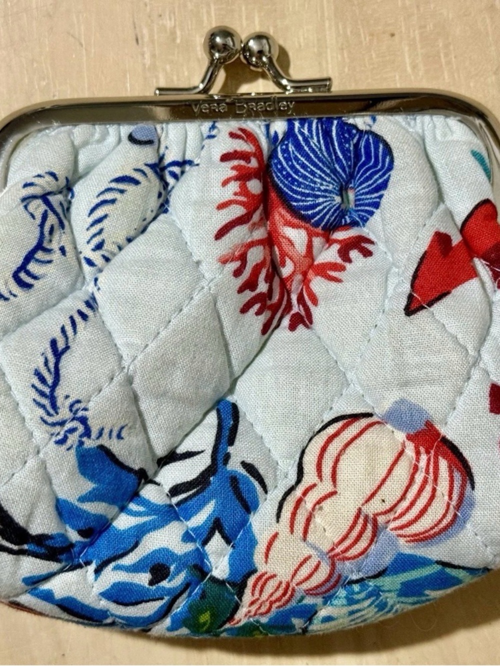 Vera Bradley Anchors Aweigh Floral Kisslock Coin Wallet Purse